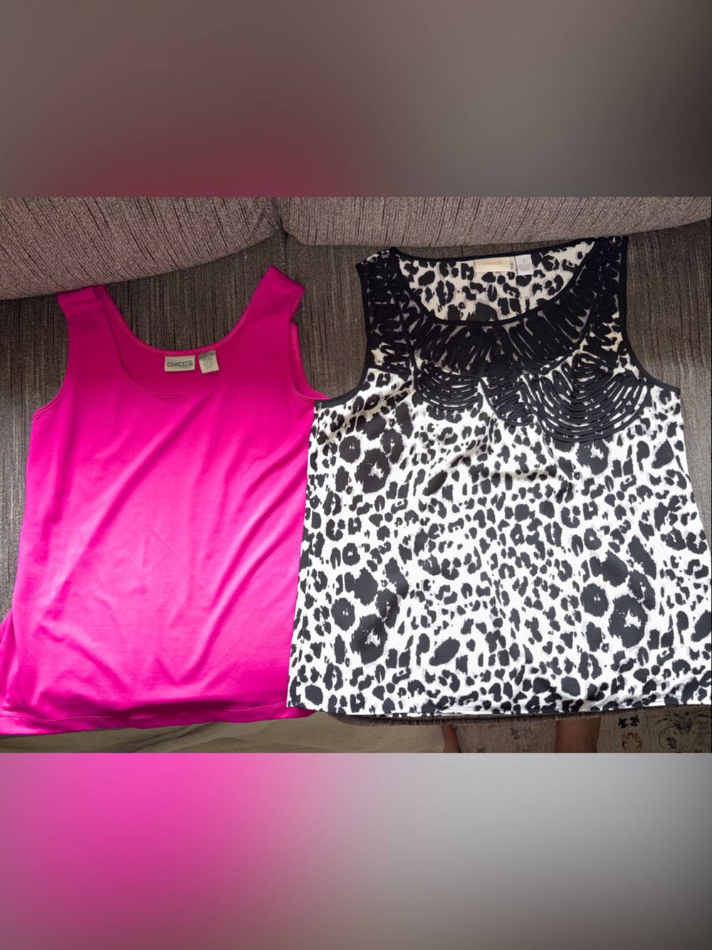 Bundle - Chico's Hot Pink Tank with Black & White Leopard Print Tank